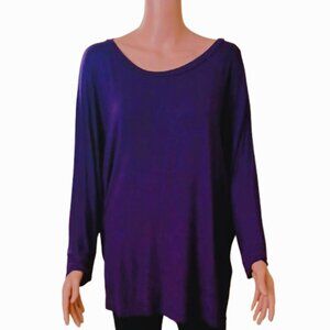Honeyme Purple Batwing Sleeve Top L Loose Fit Tunic